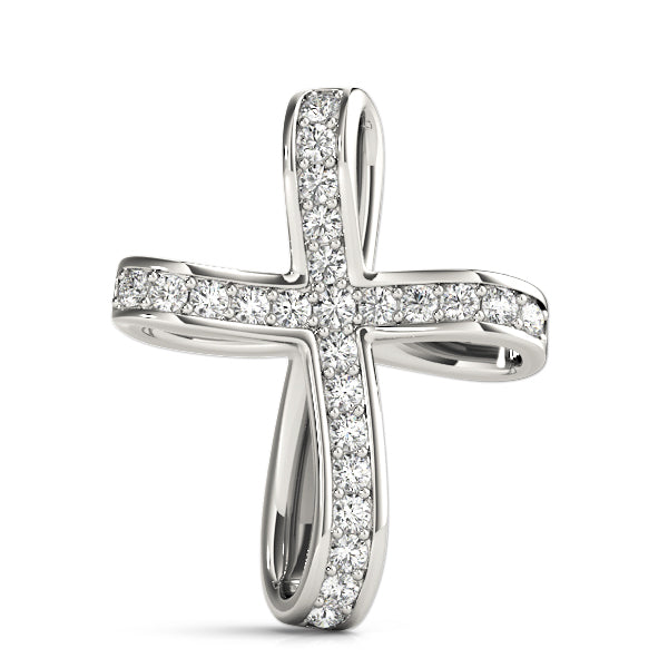 14K White Gold Diamond Cluster Fashion Pendant