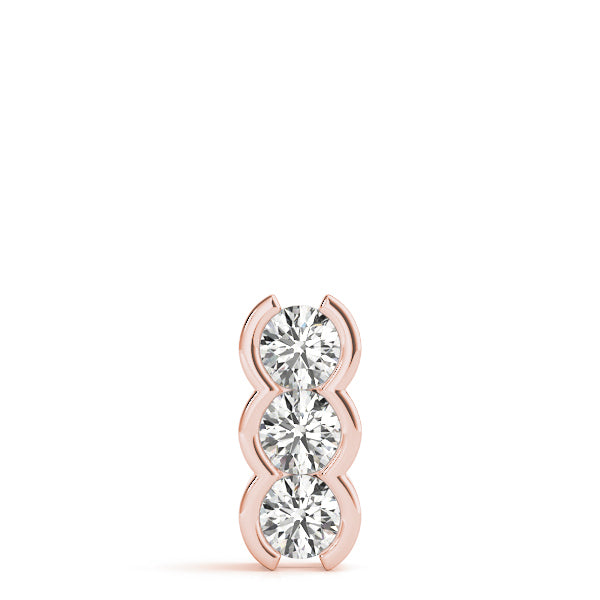 18K Rose Gold 1 ct Three Stone Diamond Pendant