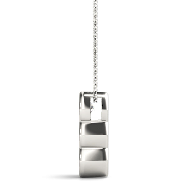18K White Gold 1 CT Three Stone Diamond Pendant