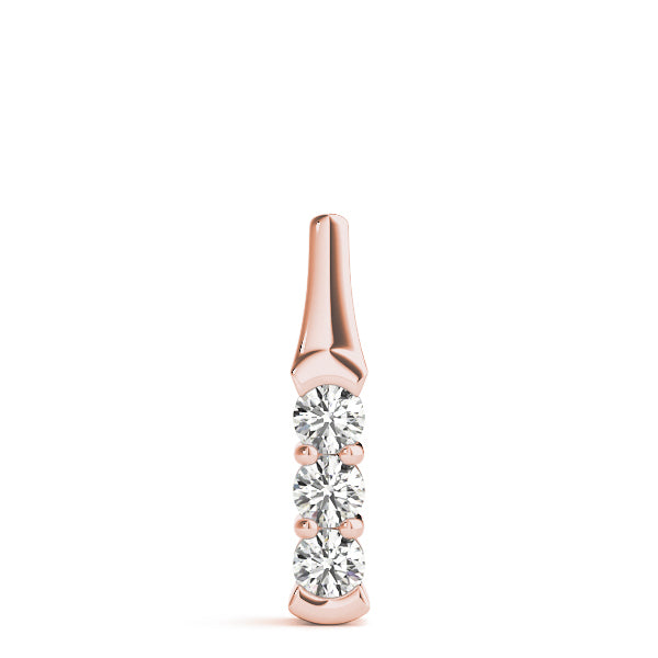 14K Rose Gold 1 CT Diamond 3-Stone Pendant