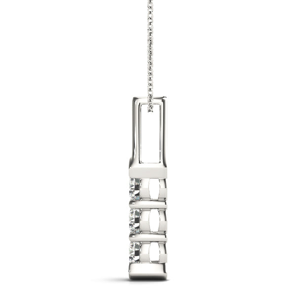 Platinum 1 CT Round Diamond Three Stone Pendant