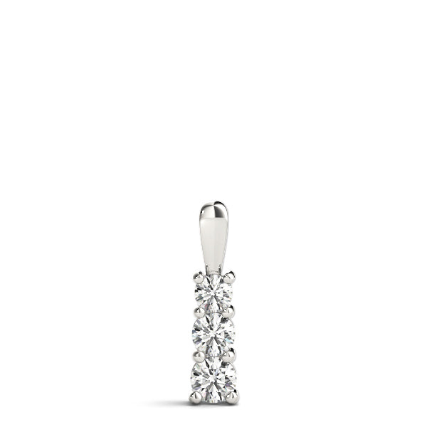 18K White Gold Diamond Three Stone Pendant Necklace