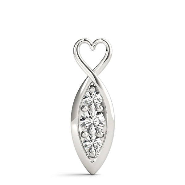 14K White Gold 1/2 ct Diamond Three Stone Pendant