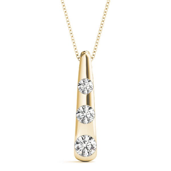 18K Yellow Gold 1/2 ct Diamond Three-Stone Pendant