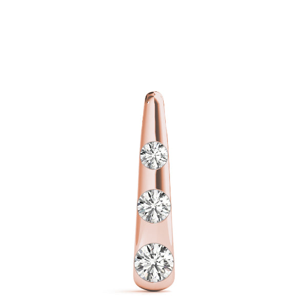 14K Rose Gold Round Diamond Three Stone Pendant