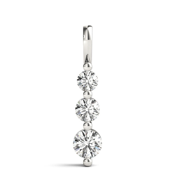 14K White Gold 1 CT Diamond Three Stone Pendant