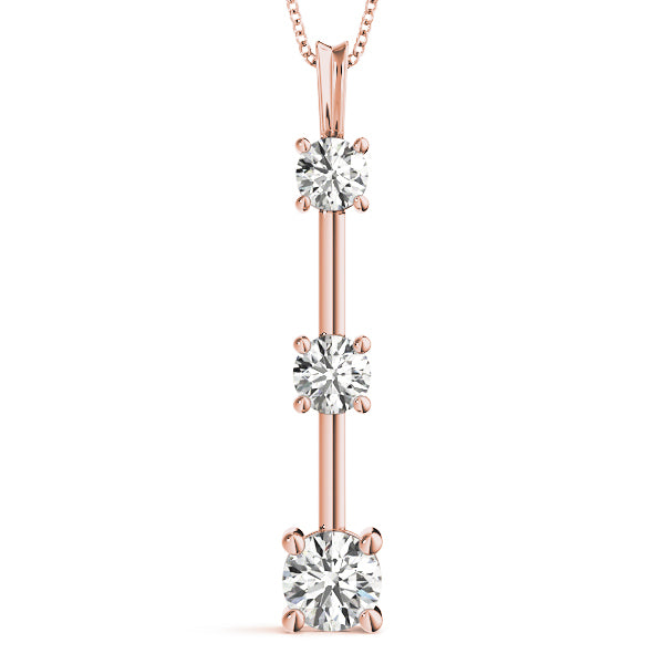 14K Rose Gold 1 CT Diamond Three-Stone Pendant