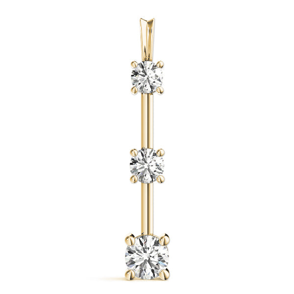 14K Yellow Gold 1 CT Diamond Three Stone Pendant