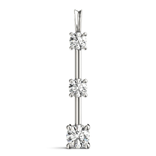18K White Gold 1 CT Diamond Three-Stone Pendant