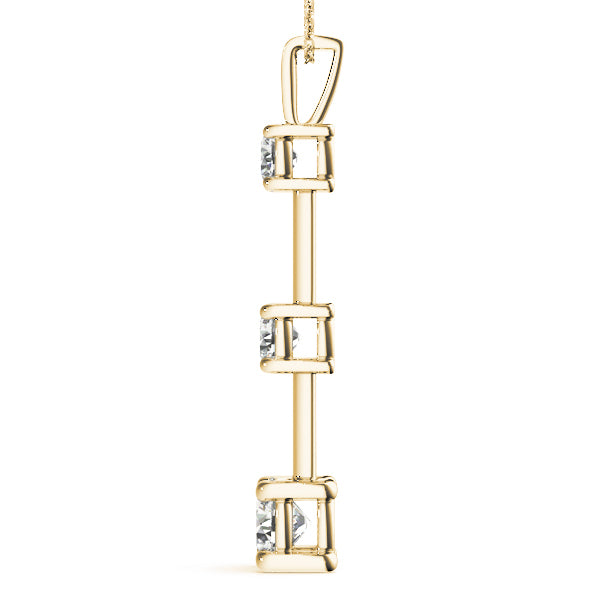 14K Yellow Gold 1 CT Diamond Three Stone Pendant