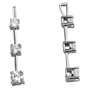 Platinum 1 ct Round Diamond Three Stone Pendant