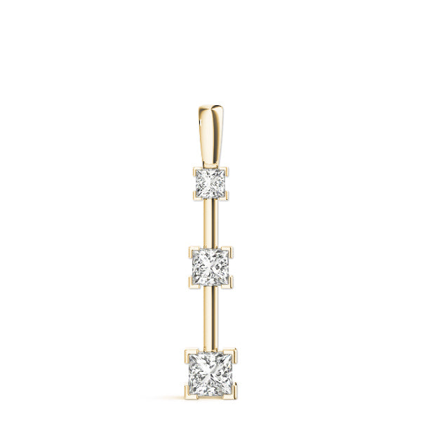 18K Yellow Gold Square Diamond Three-Stone Pendant