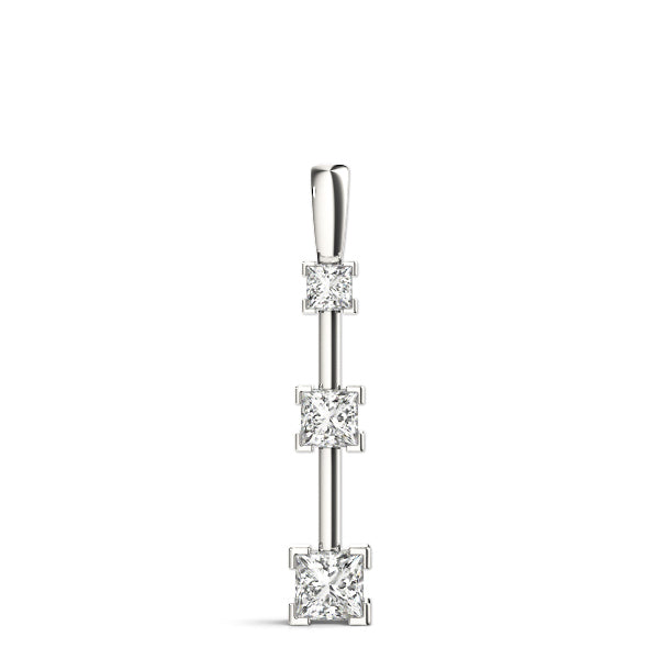 Platinum 1.33ctw Square Diamond Three Stone Pendant