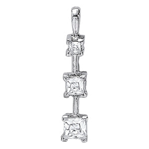 Platinum 1.33ctw Square Diamond Three Stone Pendant
