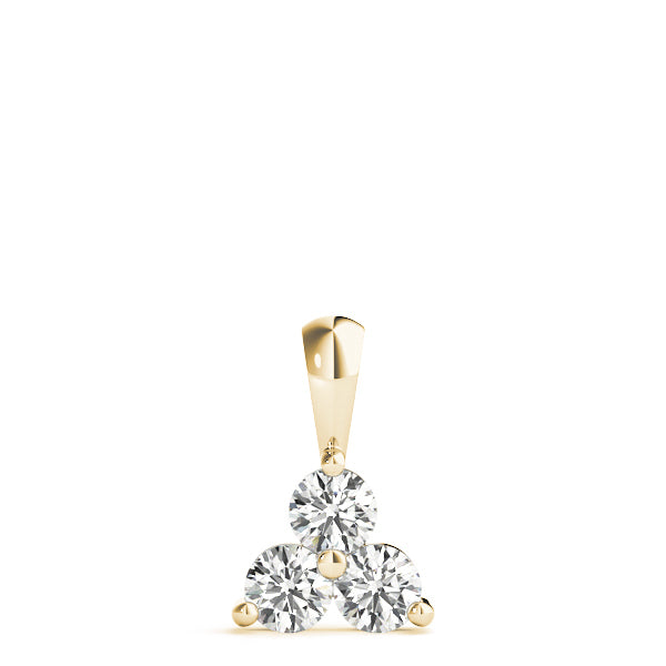 14K Yellow Gold 1ctw Round Diamond 3-Stone Pendant