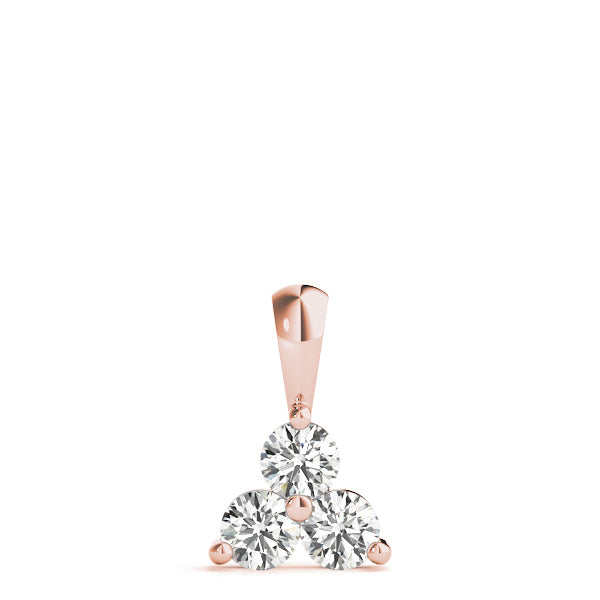 14K Rose Gold 1 CT Diamond 3-Stone Pendant