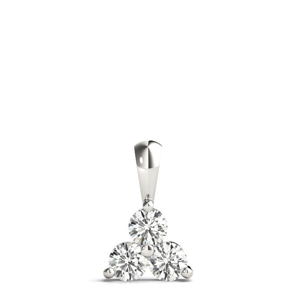 18K White Gold Diamond 3-Stone Pendant
