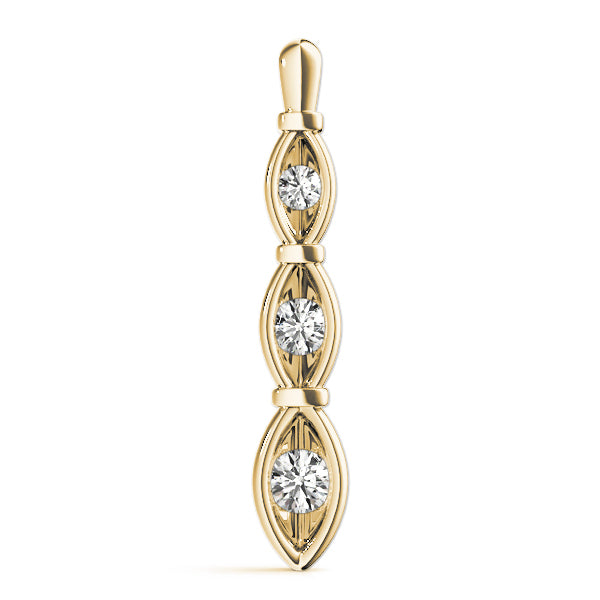 14K Yellow Gold 1/2 ct Diamond Three-Stone Pendant