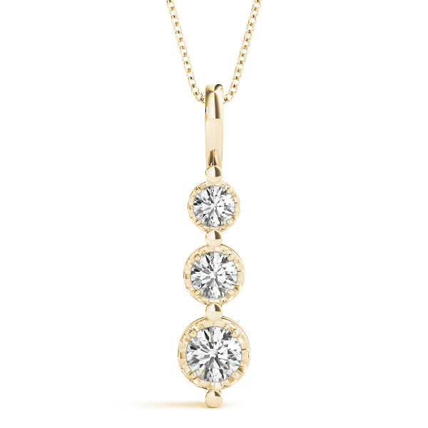 14K Yellow Gold 0.35ctw Diamond Three Stone Pendant