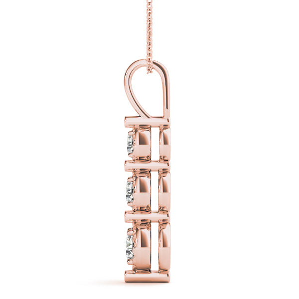 14K Rose Gold 0.35ctw Diamond Three-Stone Pendant