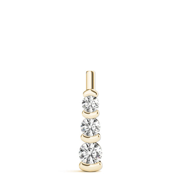 14K Yellow Gold 1 CT Diamond Three Stone Pendant