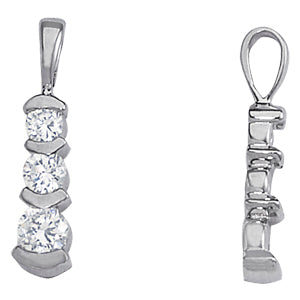 18K White Gold 1 ct Diamond Three-Stone Pendant