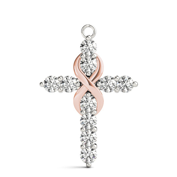 14K Rose Gold Diamond Cross Pendant