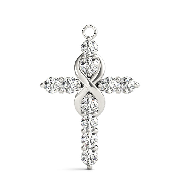 14K White Gold 1ctw Round Diamond Pendant