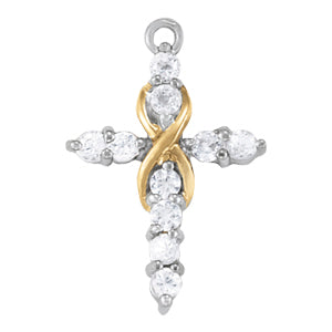 Platinum 1ctw Round Diamond Fashion Cross Pendant
