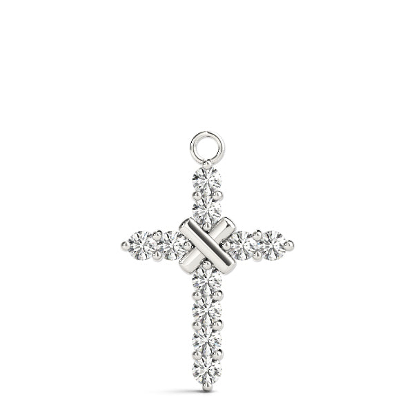 Platinum 1ctw Round Diamond Fashion Cross Pendant