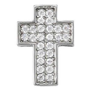 18K White Gold Diamond Cross Pendant