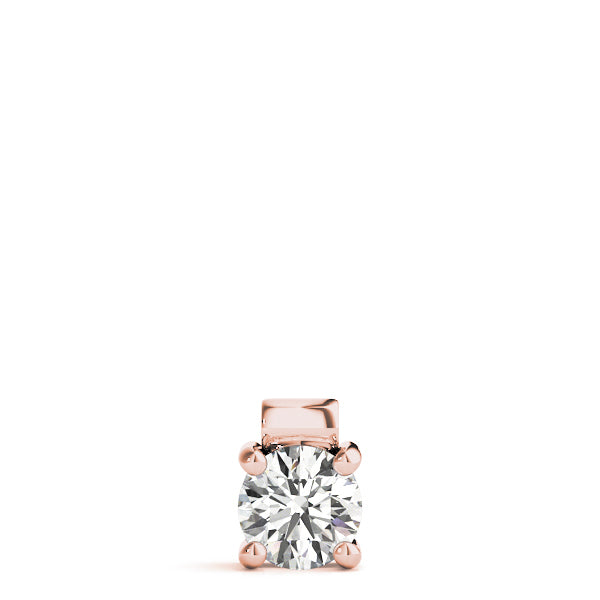 18K Rose Gold Round Diamond Solitaire Pendant