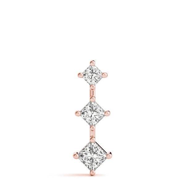 Rose Gold 0.76 CT Square Diamond Three-Stone Pendant
