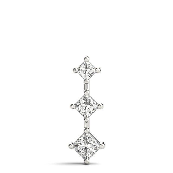 14K White Gold Square Diamond Three-Stone Pendant