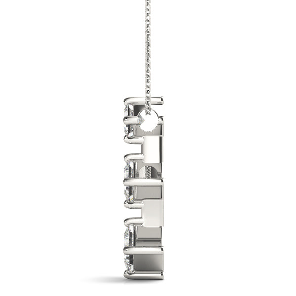 14K White Gold Square Diamond Three-Stone Pendant
