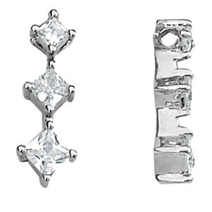 14K White Gold Square Diamond Three-Stone Pendant