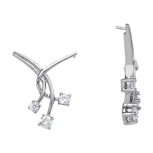 18K White Gold 1 ct Diamond Three-Stone Pendant Necklace