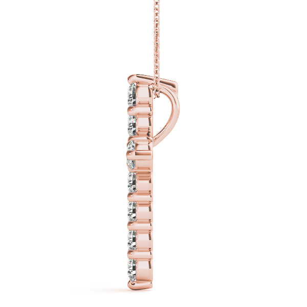14K Rose Gold Diamond Cross Pendant
