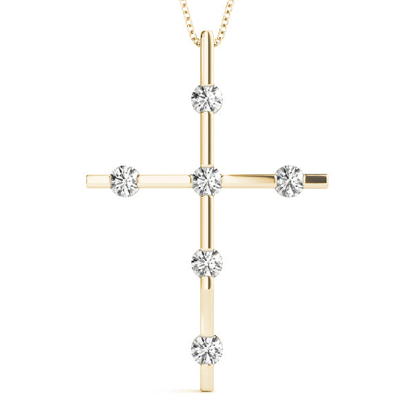 14K Yellow Gold Diamond Cross Pendant