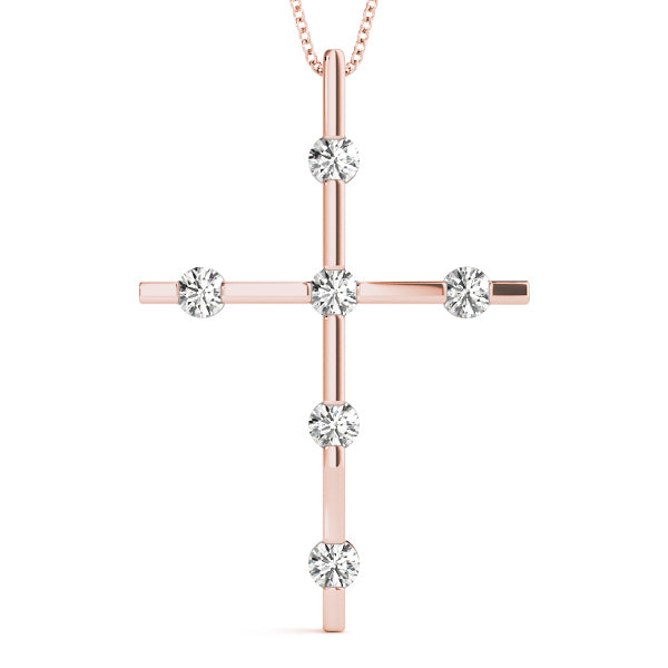 14K Rose Gold Round Diamond Fashion Pendant