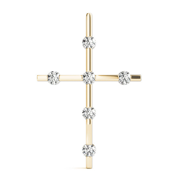 14K Yellow Gold Diamond Cross Pendant
