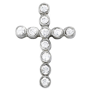 1 CT TW Diamond 18K White Gold Cross Pendant