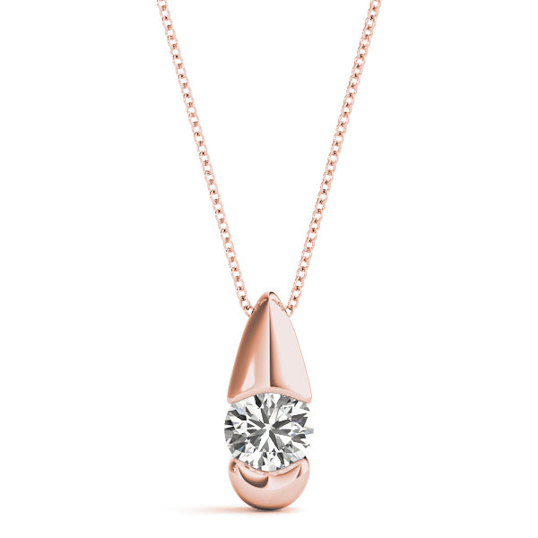 18K Rose Gold 0.5 CT Round Diamond Solitaire Pendant