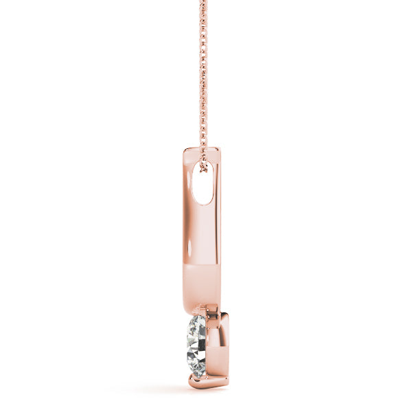 14K Rose Gold Round Diamond Solitaire Pendant
