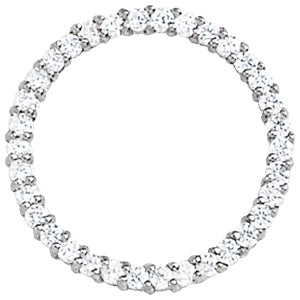 14K White Gold Round Diamond Circle Pendant