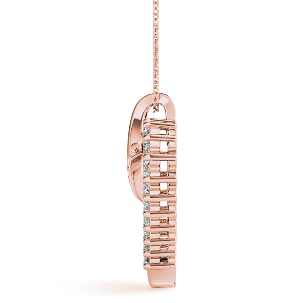 14K Rose Gold Round Diamond Fashion Pendant