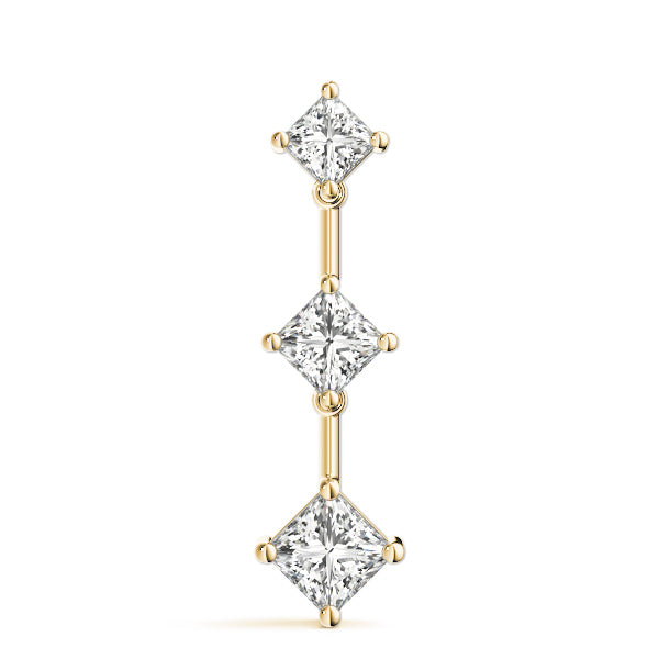 14K Yellow Gold Square Diamond Three-Stone Pendant