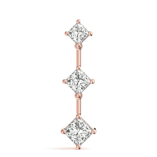 14K Rose Gold 1 CT Diamond Three-Stone Square Pendant