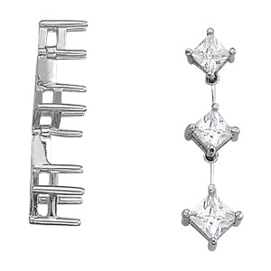 Platinum 1 CT Square Diamond Three Stone Pendant