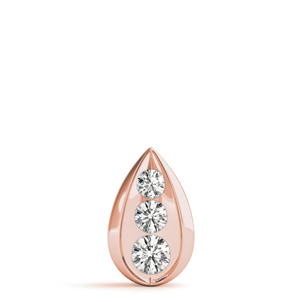 14K Rose Gold 1 ct Diamond Three-Stone Pendant Necklace